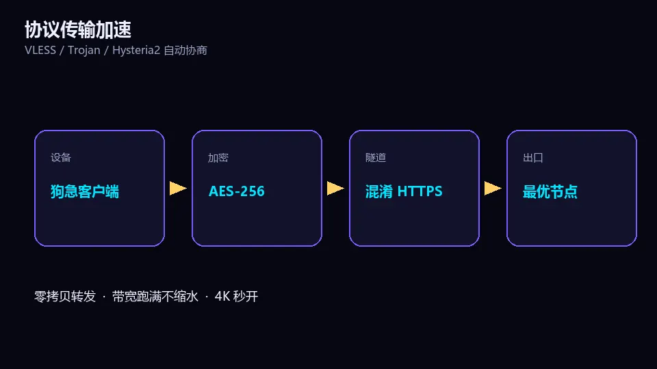 狗急VPN协议传输加速示意